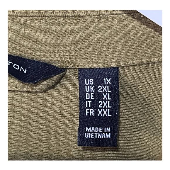 H by Halston Womens Plus Size 1X Knit Cinch Waist Roll Tab Knit Jacket Green - Picture 3 of 13